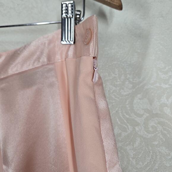 VTG Together 2 Pc Set Tie Front Top Maxi Skirt sz 16 Peach Satin Shimmer - Picture 9 of 16
